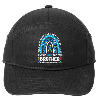 I Wear Blue for My Brother Leopard Rainbow Autism Awareness 7-Panel Snapback Hat