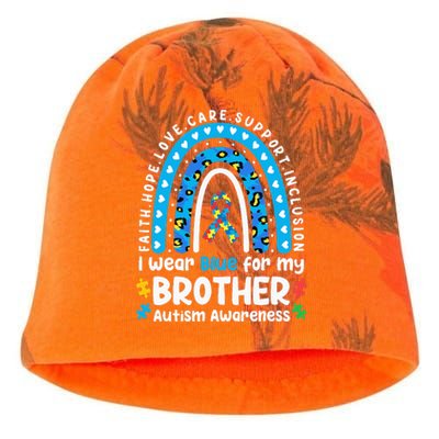 I Wear Blue for My Brother Leopard Rainbow Autism Awareness Kati - Camo Knit Beanie