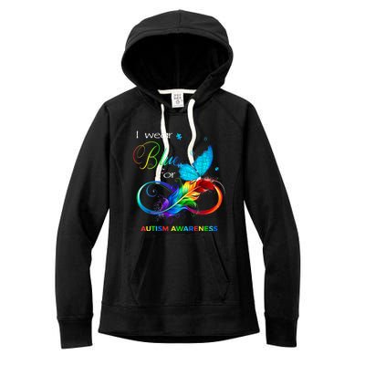 I Wear Blue For Autism Awareness Month Men Women Women's Fleece Hoodie