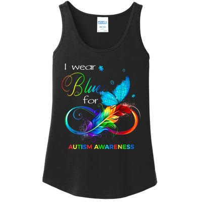 I Wear Blue For Autism Awareness Month Men Women Ladies Essential Tank