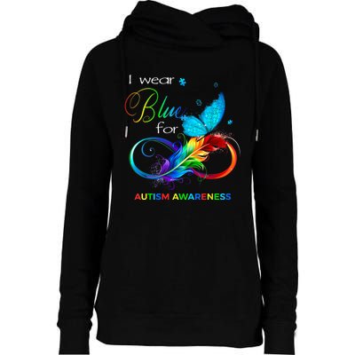 I Wear Blue For Autism Awareness Month Men Women Womens Funnel Neck Pullover Hood