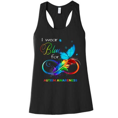 I Wear Blue For Autism Awareness Month Men Women Women's Racerback Tank