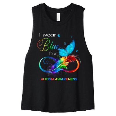 I Wear Blue For Autism Awareness Month Men Women Women's Racerback Cropped Tank