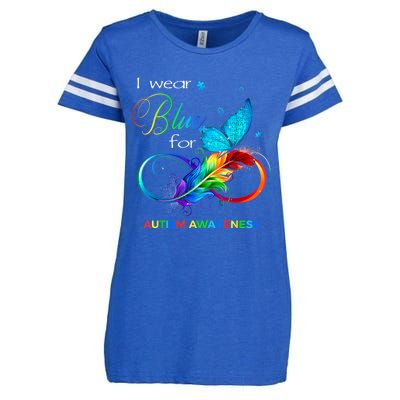 I Wear Blue For Autism Awareness Month Men Women Enza Ladies Jersey Football T-Shirt