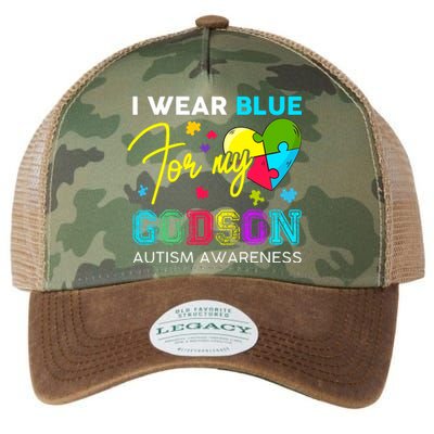 I Wear Blue For My Godson Autism Awareness Godmom Goddad Legacy Tie Dye Trucker Hat