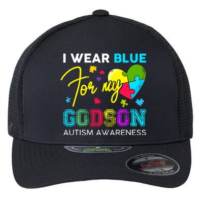 I Wear Blue For My Godson Autism Awareness Godmom Goddad Flexfit Unipanel Trucker Cap