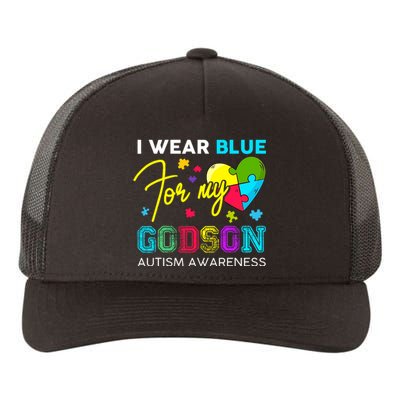 I Wear Blue For My Godson Autism Awareness Godmom Goddad Yupoong Adult 5-Panel Trucker Hat