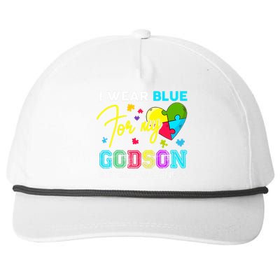 I Wear Blue For My Godson Autism Awareness Godmom Goddad Snapback Five-Panel Rope Hat