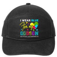 I Wear Blue For My Godson Autism Awareness Godmom Goddad 7-Panel Snapback Hat