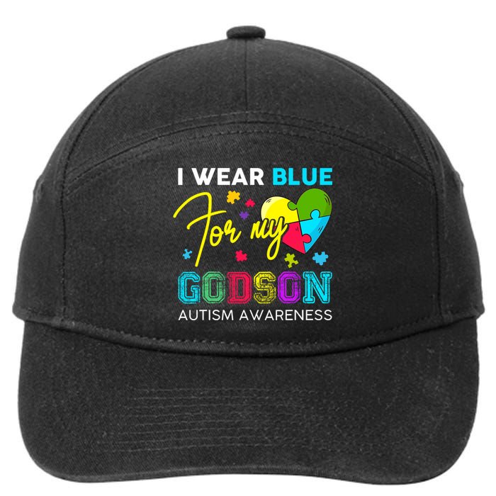 I Wear Blue For My Godson Autism Awareness Godmom Goddad 7-Panel Snapback Hat