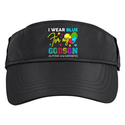 I Wear Blue For My Godson Autism Awareness Godmom Goddad Adult Drive Performance Visor