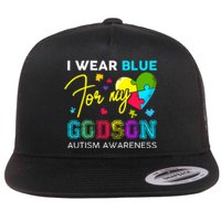 I Wear Blue For My Godson Autism Awareness Godmom Goddad Flat Bill Trucker Hat