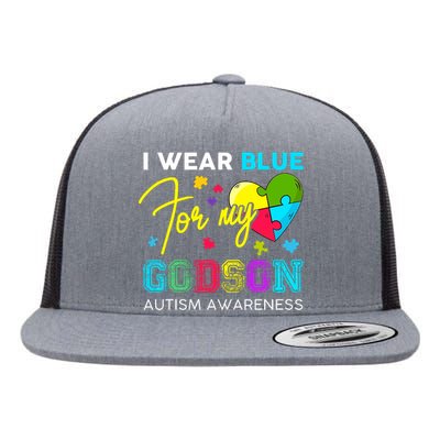 I Wear Blue For My Godson Autism Awareness Godmom Goddad Flat Bill Trucker Hat