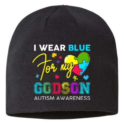 I Wear Blue For My Godson Autism Awareness Godmom Goddad Sustainable Beanie