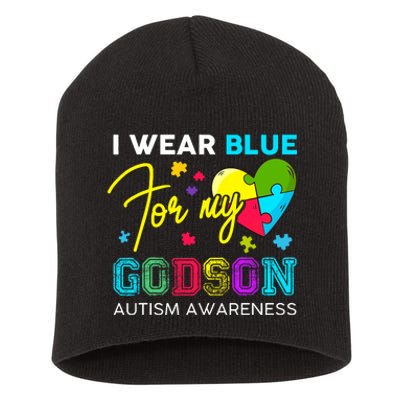 I Wear Blue For My Godson Autism Awareness Godmom Goddad Short Acrylic Beanie