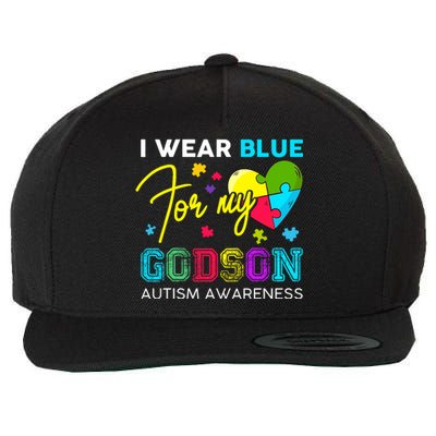 I Wear Blue For My Godson Autism Awareness Godmom Goddad Wool Snapback Cap