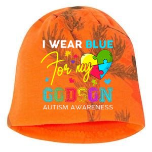 I Wear Blue For My Godson Autism Awareness Godmom Goddad Kati - Camo Knit Beanie