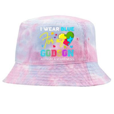 I Wear Blue For My Godson Autism Awareness Godmom Goddad Tie-Dyed Bucket Hat