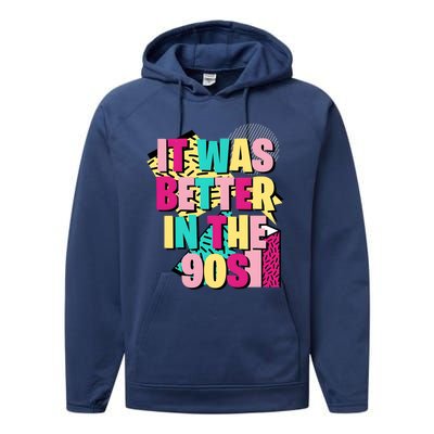 It Was Better In The 90s Vintage Retro Performance Fleece Hoodie