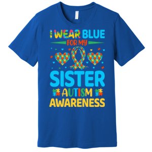 I Wear Blue For My Sister Autism Awareness Brother Bro Funny Gift Premium T-Shirt