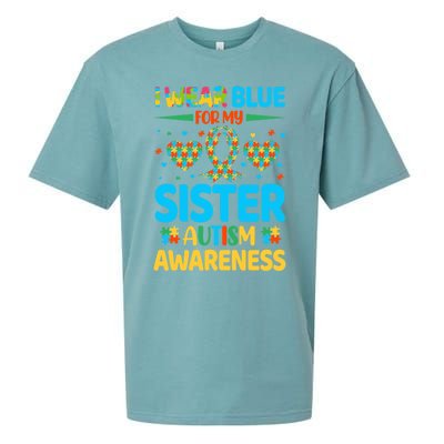 I Wear Blue For My Sister Autism Awareness Brother Bro Funny Gift Sueded Cloud Jersey T-Shirt