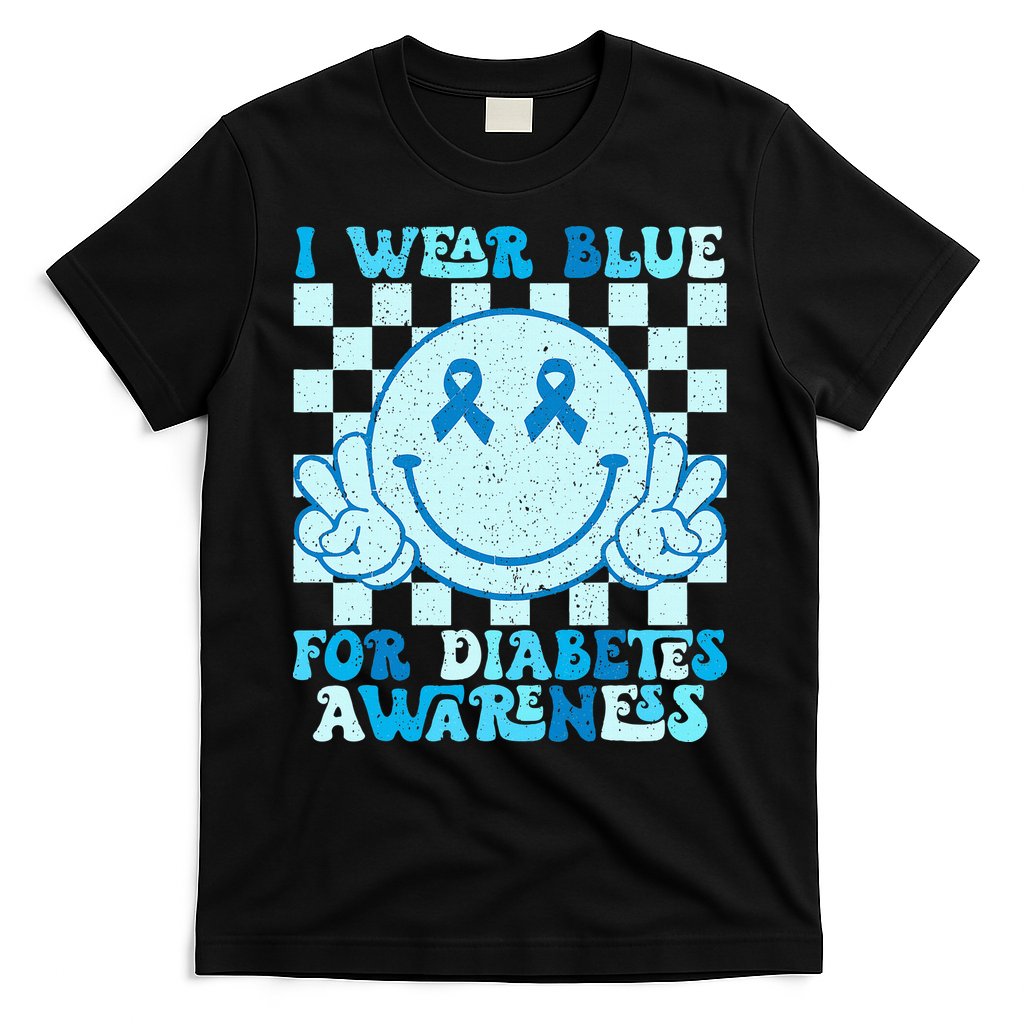 I Wear Blue For Diabetes Awareness month Smile Face Diabetic T-Shirt