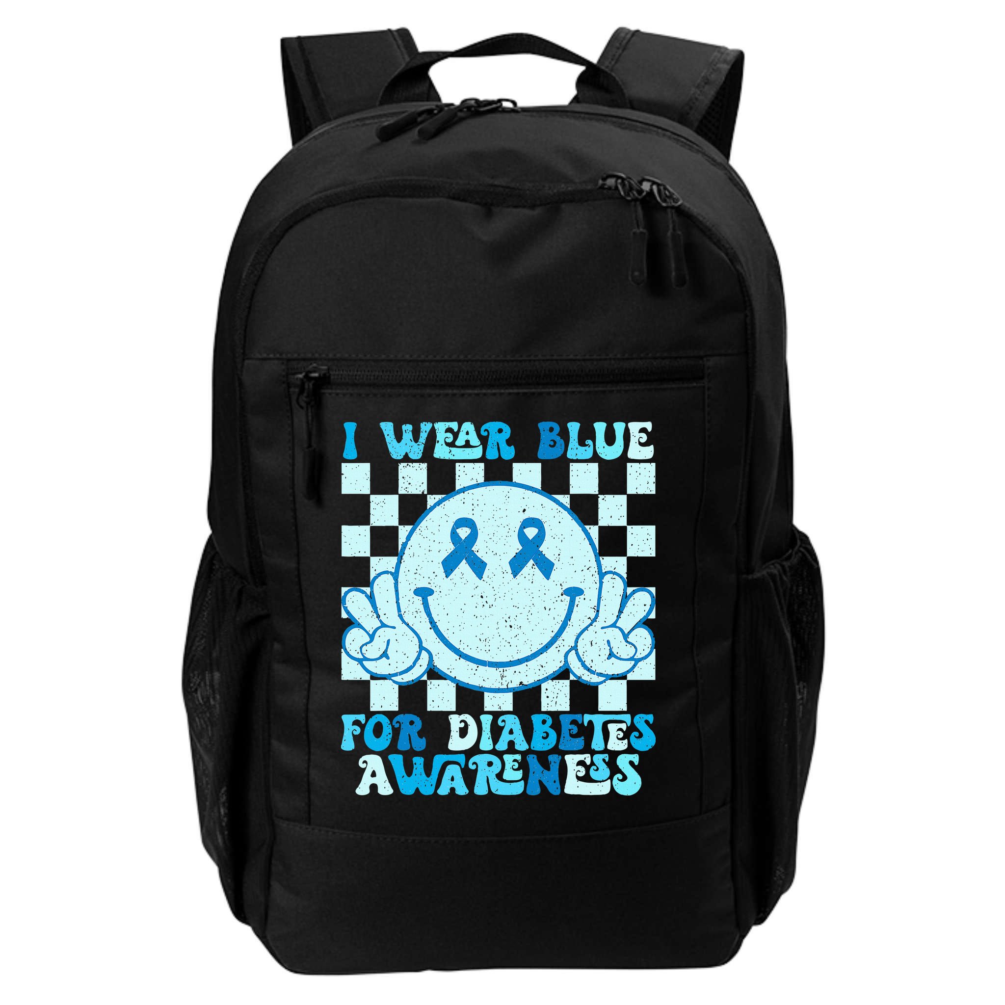 I Wear Blue For Diabetes Awareness month Smile Face Diabetic Backpack