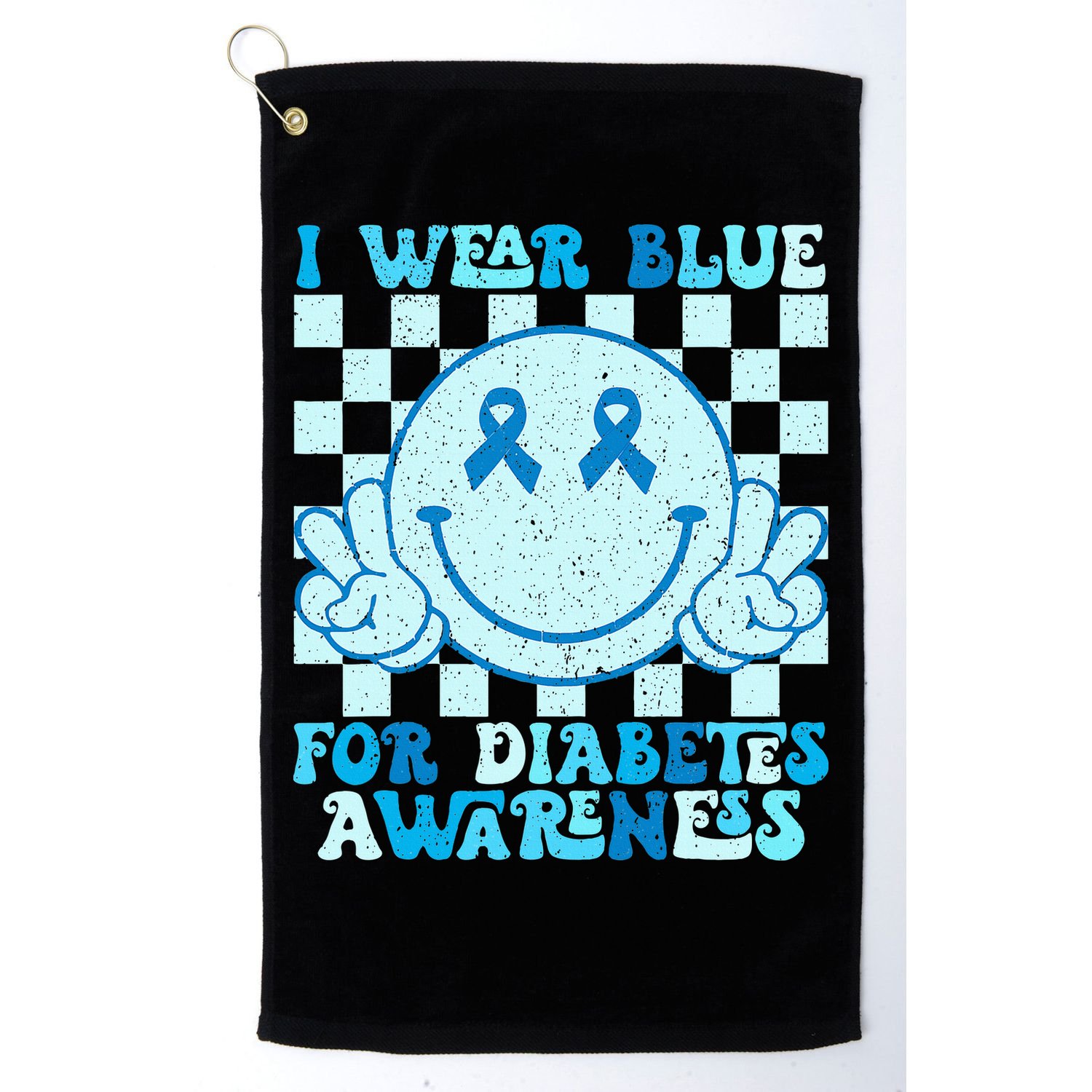 I Wear Blue For Diabetes Awareness month Smile Face Diabetic Golf Towel