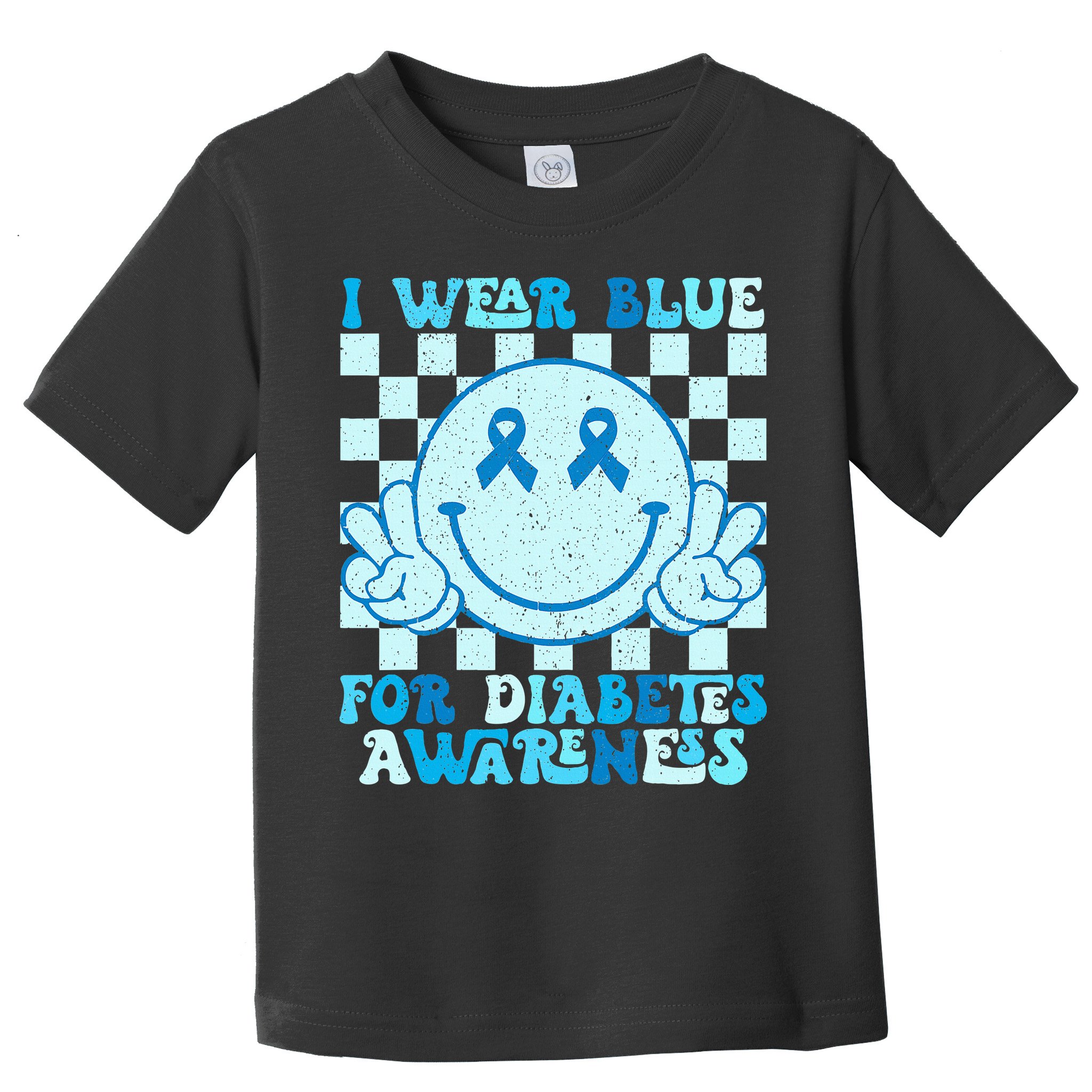 I Wear Blue For Diabetes Awareness month Smile Face Diabetic Toddler T-Shirt