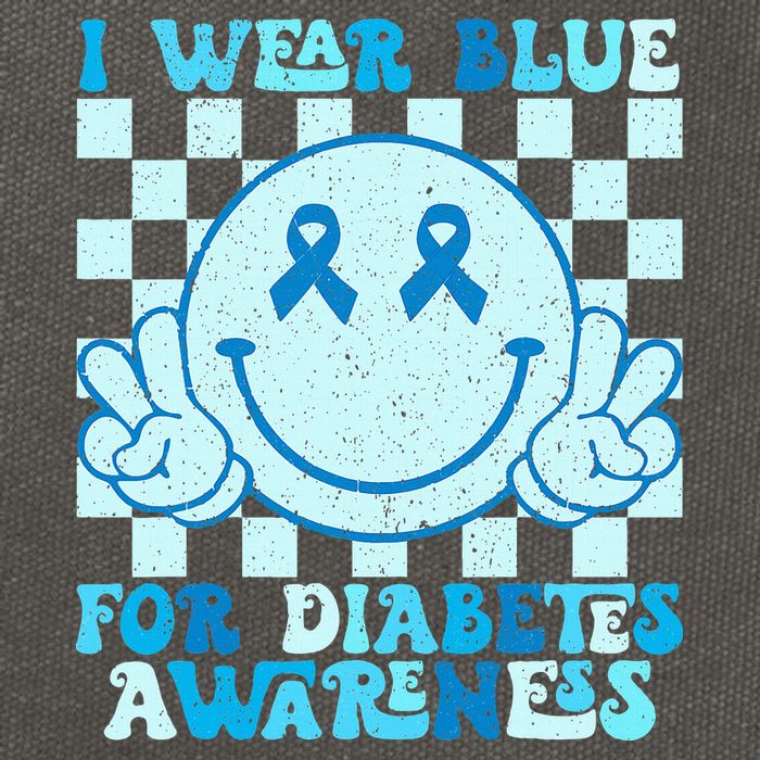 I Wear Blue For Diabetes Awareness month Smile Face Diabetic Cotton Canvas Backpack