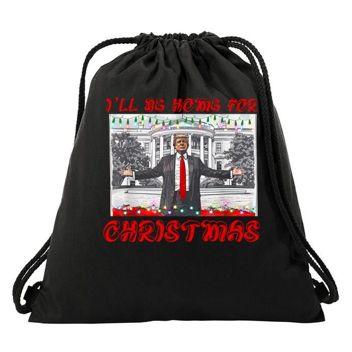 I Will Be Home For Christmas Donald Trump 47th President Of The United States Drawstring Bag