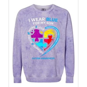 I Wear Blue For My Son Autism Awareness Gifts For Mom Colorblast Crewneck Sweatshirt