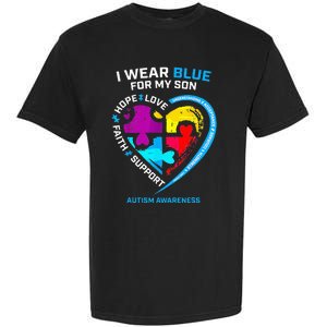 I Wear Blue For My Son Autism Awareness Gifts For Mom Garment-Dyed Heavyweight T-Shirt