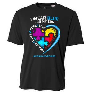 I Wear Blue For My Son Autism Awareness Gifts For Mom Cooling Performance Crew T-Shirt