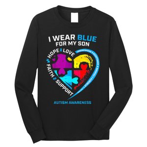 I Wear Blue For My Son Autism Awareness Gifts For Mom Long Sleeve Shirt