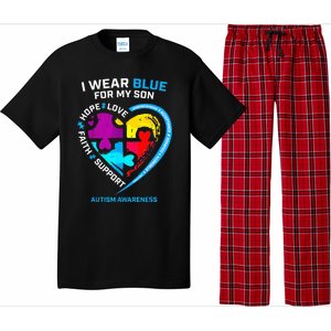 I Wear Blue For My Son Autism Awareness Gifts For Mom Pajama Set