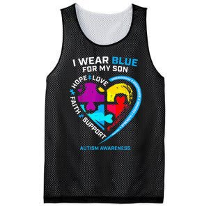 I Wear Blue For My Son Autism Awareness Gifts For Mom Mesh Reversible Basketball Jersey Tank