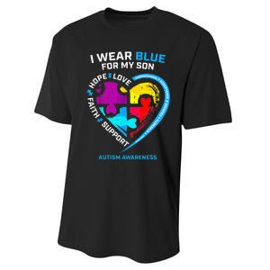 I Wear Blue For My Son Autism Awareness Gifts For Mom Performance Sprint T-Shirt