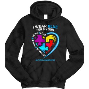 I Wear Blue For My Son Autism Awareness Gifts For Mom Tie Dye Hoodie