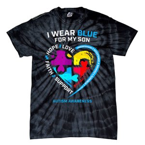 I Wear Blue For My Son Autism Awareness Gifts For Mom Tie-Dye T-Shirt