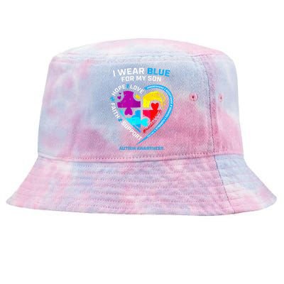 I Wear Blue For My Son Autism Awareness Gifts For Mom Tie-Dyed Bucket Hat