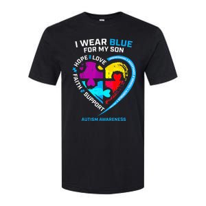 I Wear Blue For My Son Autism Awareness Gifts For Mom Softstyle CVC T-Shirt