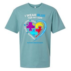 I Wear Blue For My Son Autism Awareness Gifts For Mom Sueded Cloud Jersey T-Shirt