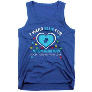 I Wear Blue Utism Awareness Accept Understand Love Cool Gift Tank Top