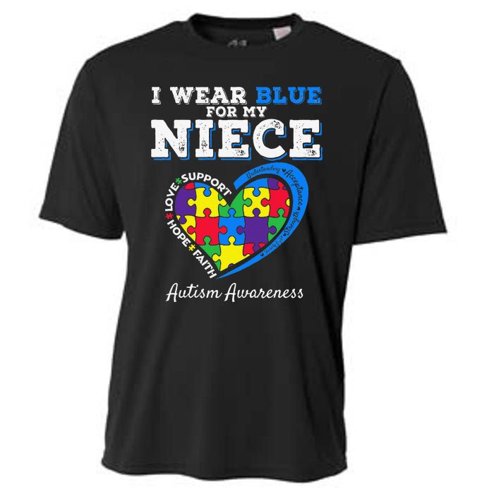 I Wear Blue For My Niece Aunt Uncle Autism Awareness Cooling Performance Crew T-Shirt