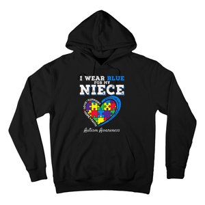 I Wear Blue For My Niece Aunt Uncle Autism Awareness Hoodie