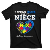 I Wear Blue For My Niece Aunt Uncle Autism Awareness T-Shirt