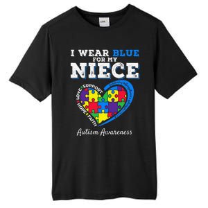 I Wear Blue For My Niece Aunt Uncle Autism Awareness Tall Fusion ChromaSoft Performance T-Shirt