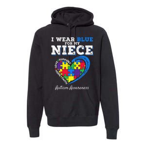 I Wear Blue For My Niece Aunt Uncle Autism Awareness Premium Hoodie