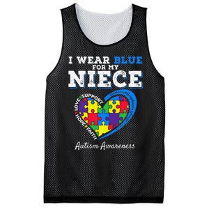 I Wear Blue For My Niece Aunt Uncle Autism Awareness Mesh Reversible Basketball Jersey Tank